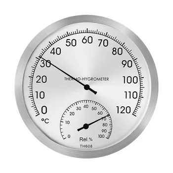 0 ℃ ~ 120 ℃ Термометър, Влагомер, с монтиран на стената От Неръждаема Стомана За сауна на открито, Стаен Тестер за Влага, Монитор