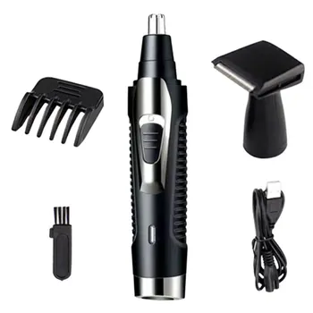 1 Комплект многофункционално устройство за бръснене на косата, акумулаторна ножица за подстригване на косми в носа, моющаяся самобръсначка за мъже (черен)
