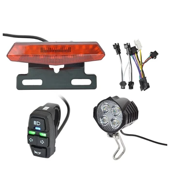 1 Комплект на Задните светлини за електрически Велосипед, петзвезден преминете на аудио сигнала, Предния фенер, задна светлина