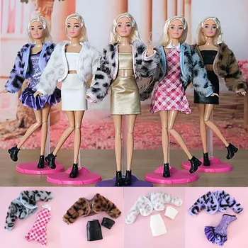 1 комплект Модерни ежедневни дрехи за кукли 1/6, Зимни дрехи, Елегантно палто, пола, Ръчно изработени, комплект за кукольной дрехи за момичета 29 ~ 32 см
