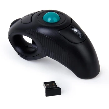 10 M Черна Безжична въздушна мишка 2,4 G, Преносима трекбольная мишката, Мини USB Оптична трекбольные мишка за лаптоп