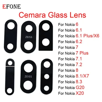 10 бр. Оригинал за Nokia 6 6,1 6,2 7 7,1 7,2 8 8,1 8,3 X6 X7 Plus Стъклена леща за задната камера за обратно виждане с лепило