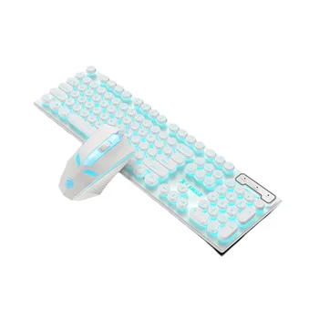 104 Клавиша, механичен набор от жични клавиатура и мишка, на хладно и лъскава клавиатура с ABS-клавиатура с лазерно резба за игра на играча