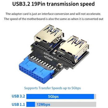 19Pin за Type C/Dual USB3.0 Adapter-удължителен кабел за дънната платка за WIN XP/7/8/ LINUX/MAC