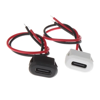 1БР 2pin USB-C Водоустойчив USB конектор конектор за заваръчна тел, Дамски настолна лампа пряк натиск, Овална порт за зареждане