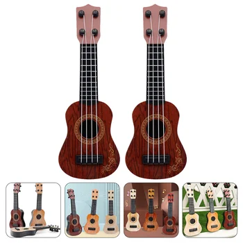 2 предмета, мини-ukulele, малкият модел на китара, детски играчки, модели за ранно обучение, имитация на Ukulele за деца, музикален инструмент