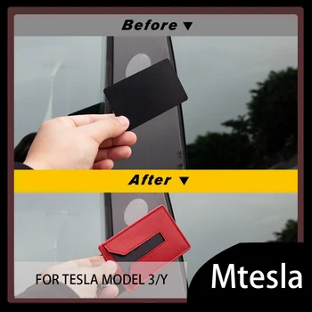 2023 Кожен калъф за ключове на автомобил Tesla Model 3 Y Protector Ключодържател-пръстен Fob Bag Case Auto Card Holster Детайли на интериора 2022