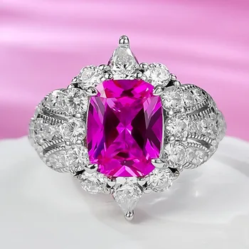 2023 Нов Геометричен дизайн, Розов пръстен на Кон-на джедаите, Сребро 925 проба, Малка и луксозна знаменитост