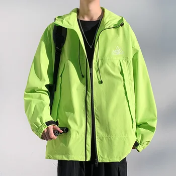 2023 Нова Мъжки однотонная яке с много джобове на съвсем малък, Работна Ветрозащитная яке, Моден тренд, американската яке за перфорация