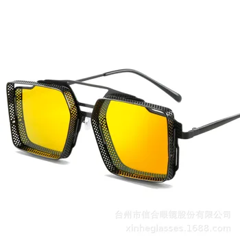 2023 Нови метални мрежести квадратни рамки за очила, слънчеви очила са в голяма рамка, модни слънчеви очила за мъже и жени със защита от ултравиолетови лъчи