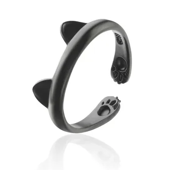 2023, Ново Модно Скъп пръстен с черен кошачьим нокът, който отваря пръстен за жени, мъже, Винтажное Очарователно Пръстен за двойки, Бижута, Подарък за приятелство