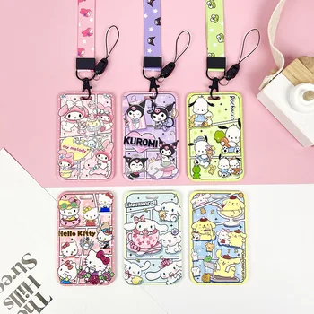 24 Цветове, Каишка Sanrio Hello Kitty Kuromi My Melody, държач за самоличност, Студентски Женски Банкова автобус, Визитна картичка, Корица