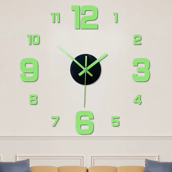 3D Стенни часовници Светещи САМ Акрилни Огледално Стикери за стена за домашен интериор на Хола Кристални игли като Самозалепващи Висящи часовници
