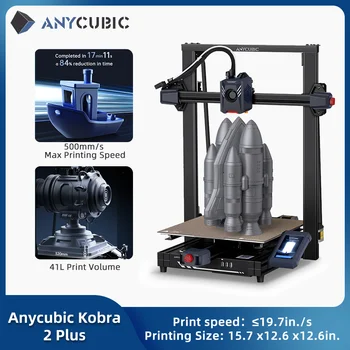 3D принтер ANYCUBIC Kobra 2 Plus с висока скорост на печат 19,7 инча/сек. FDM с размера за печат на 15,7x12,6x12,6 инча и 49 точки нивелиране