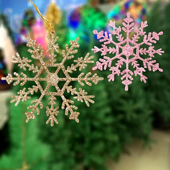 3шт Цветна Изкуствена Пластмаса Снежинка Фалшива Снежинка Коледна Елха, Висящи Висулка Коледни Коледни Украси за дома