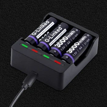 4 Слота, 8 слота, led дисплей, интелигентно зарядно устройство за литиеви батерии AA/AAA от 1,5, Независимо зареждане на батерията Cha