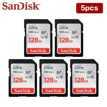 5/10/20 парчета SanDisk Ultra SD карти 32 GB SDHC 64 GB 128 GB, Клас 10 U1 Флаш карта памет със скорост до 80 М/с За Огледално-рефлексен фотоапарат, Намаляване на видеото 4k