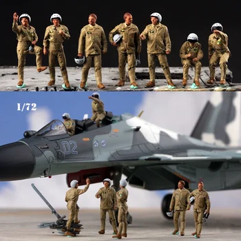 7шт Мащаб 1/72 Пилот на Руските ВВС Наземен Екипаж 7 Фигури на Войници Модел DIY Сцената на Куклен Украшение