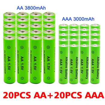 AAA + AA, акумулаторна алкална батерия AA от 1,5 3800 ма - 1,5 ААА 3000 mah, фенерче, играчка часовници, MP3 плейър, безплатна доставка