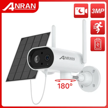 ANRAN 3MP слънчеви панели акумулаторна камера, WIFI PTZ IP наблюдение външна водоустойчива защита на сигурността на PIR пълноцветен нощен визон