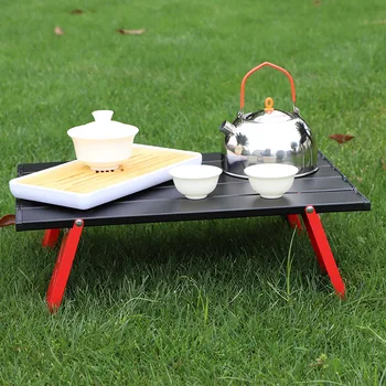 Alumi Leisure Roll Table Преносим Сгъваема маса за пикник на открито, екскурзии с барбекю, Посуда, Ультралегкая Сгъваема Компютърна легло