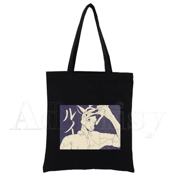 Beastars Harajuku Art, черни чанти за пазаруване, Холщовая чанта-тоут, Мультяшная Множество Тъканта, чанта, чанта на рамото на Поръчка