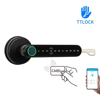 Bluetooth Биометрична карта на пръстови отпечатъци, брава с ключове, приложение TTlock, Цифров интелигентна система за заключване на вратите, Електронна дръжката, заключване