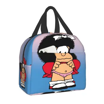 Bolsa de almuerzo против aislamiento térmico de Mafalda divertida para mujer, contenedor de almuerzo reutilizable de cómic Quino pa