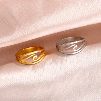 Cazador Минималистичные пръстен с морска вълна, за жени, мъже, пръстен на пръста от неръждаема Стомана, бижута, подарък за Рожден Ден, Годишнина, търговия на Едро