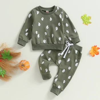 Citgeett, Есен облекло за деца и момчета на Хелоуин, hoody с дълъг ръкав и принтом + панталони, комплект за есента на дрехи