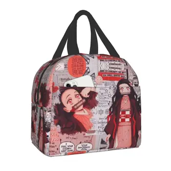 Demon Slayer Nezuko Kamado bolsa de almuerzo aislada para mujeres y niños, bolsa de almuerzo térmica уо fresca, bolsas de Picni