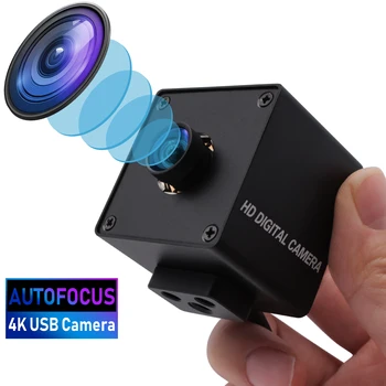 ELP 4K USB-камера с автофокус и 30 кадъра в секунда IMX415 Широкоъгълен обектив, без изкривяване на 100 градуса, Мини-UVC USB2.0 Уеб камера за машинно зрение