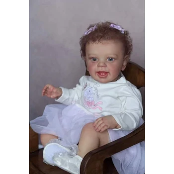FBBD 55 см Reborn Baby Doll Yannick 3D Кожата Вече Готовата Кукла С Кестенява Коса Коледен Подарък