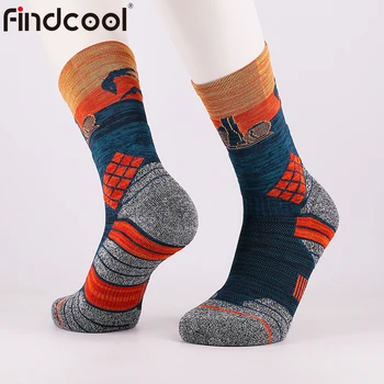 Findcool 2 чифта спортни чорапи за екипажа С дебела възглавница, спортни Компресия чорапи за бягане за мъже