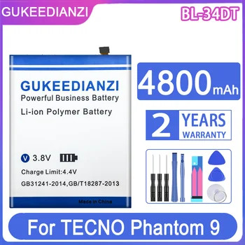 GUKEEDIANZI Взаимозаменяеми Батерия BL-34DT BL34DT 4800 mah За TECNO Phantom 9 Phantom9 CC9 AB7 CAMON 12 Pro CAMON12 Pro Battera