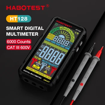 HABOTEST HT128 Интелигентен Цифров Мултицет на 6000 Броя NCV Мултицет С LCD задно осветен Мултифункционална Акумулаторна батерия Електрически Инструмент