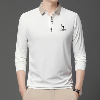 HAZZYS, пролет-есен нова мъжки облекла за голф, Мъжки бизнес тениска с ревера, Нова риза с къси ръкави, модерен топ за младите мъже с дълъг ръкав