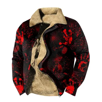 Halloween Costume Men 'S Button Lapel Jacket Men' S Winter Cotton Jacket With Thickened Insulation Мъжко сако, Мъжки хала