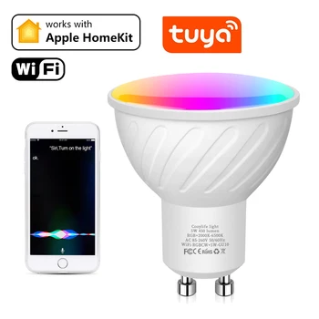 Homekit GU10 WiFi Интелигентна led лампа-Прожектор RGBCW За Apple Home ПФИ, Сертифицирана Алекса Google Home, Sasha Smart Life LED Лампа