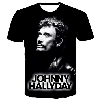 Johnny Hallyday Тениска с 3D принтом За Мъже И Жени, Лятна Мода Ежедневни риза в стил хип-хоп Harajuku, Градинска дрехи, Извънгабаритни Блузи, Тениски