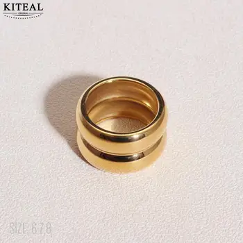 KITEAL 2023 тенденция на позлатени пръстени ангажимент размер 6 7 8 за благородните жени, двуслойни пръстени за мъже, мода бижута за жени