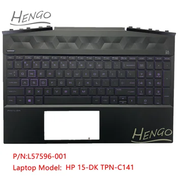 L57596-001 Черен Нов Оригинален калъф на HP 15-DK TPN-C141 с поставка за ръце и клавиатура с подсветка