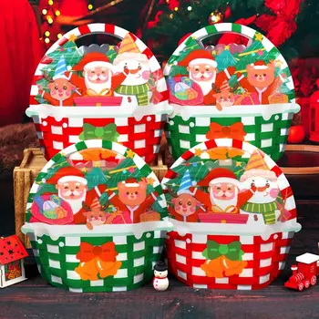 LBSISI Life 25 бр., Коледна кошница, чанта с дръжка за бонбони, Шоколад, бисквити, Нуга, Бисквитного Мляко, опаковъчна хартия, Подаръчни торбички Дядо Коледа с цип