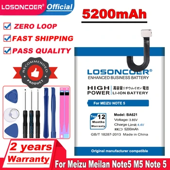 LOSONCOER 5200 mah BA621 Батерия За мобилен телефон Meizu Meilan Note5 M5 Note 5