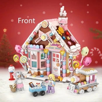 LOZ 1224 Дядо Коледа, Коледна къщичка, мини-градивни елементи за деца, коледни подаръци