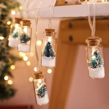 Led Коледно Дърво от Прозрачно стъкло, 10 led гирлянди, Стъклени бутилки с Пожелания, Страхотни тела за Коледното парти на закрито и на открито
