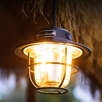 Led Лампа за къмпинг с плавно затъмняване 200лм, Преносим фенер за къмпинг Type-C USB, акумулаторна батерия за туризъм, риболов, извънредни ситуации