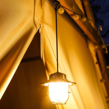 Led фенер за палатка Ретро 200лм Преносим Фенер за къмпинг с плавно затъмняване Type-C USB Акумулаторна батерия за пешеходен туризъм, риболов в извънредни ситуации