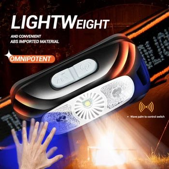 Led фенерче с USB зареждане, акумулаторна лампа, налобный фенер за риболов, led фенерче, предния фенер с вградена батерия 5 W