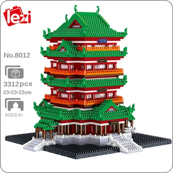 Lezi 8012 World Architecture Палата Тенгванг Древна кула 3D Мини Диамантени блокове Тухли Строителна играчка за деца, Подарък без кутия